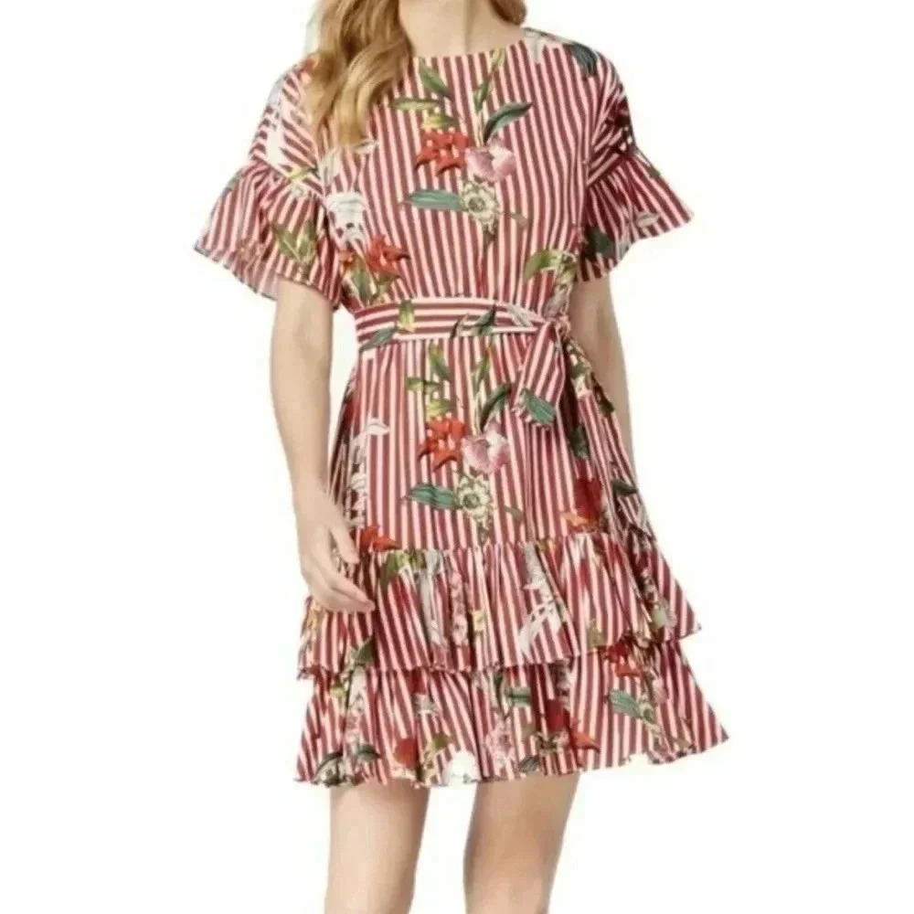 Julia Jordan Striped Floral Red Dress Kentucky derby